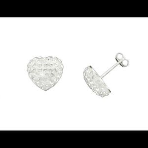 SWAROVSKI CRYSTAL HEART STUDS WHITE